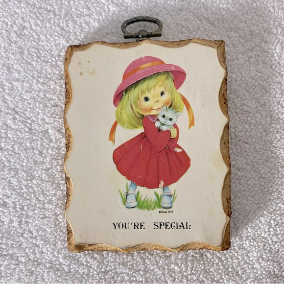 Vintage Paula Cutes Aarco Saxon Ltd Innocence Mini Wooden Plaques X2 - Picture 2 of 12